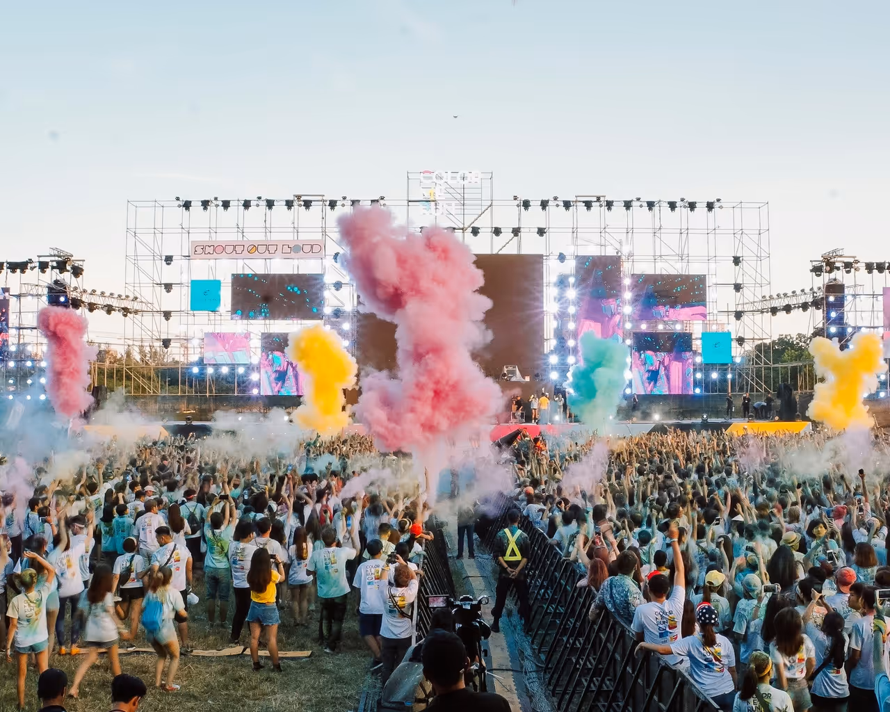 Crowd with neon sticks